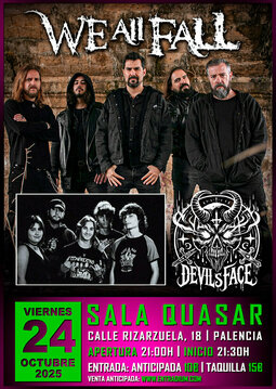 Cartel del concierto We All Fall y Devil's Face en Sala Quasar